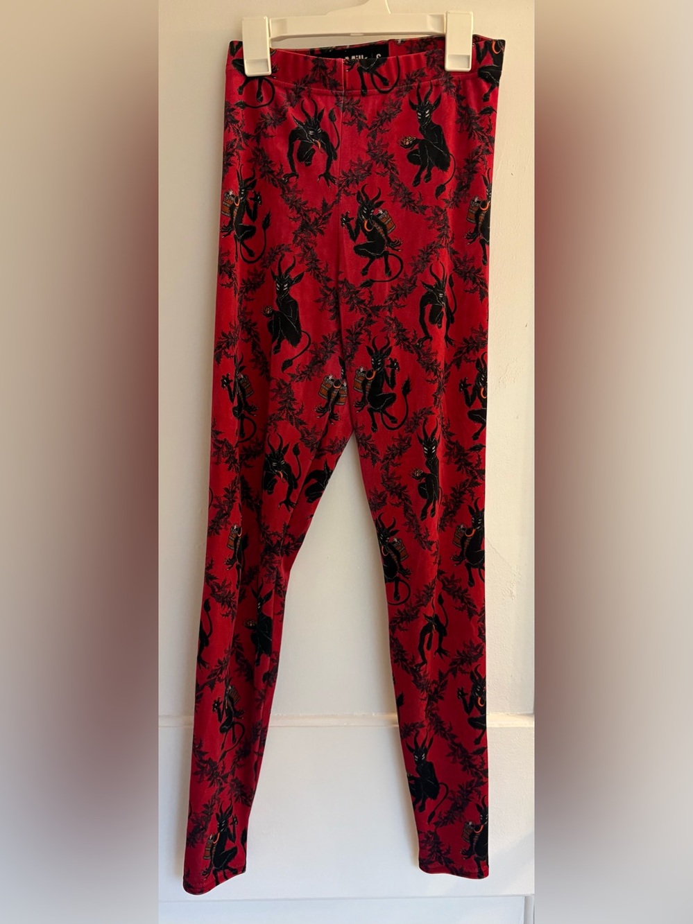 BlackMilk Merry Krampus High Rise Velvet Leggings Size Small